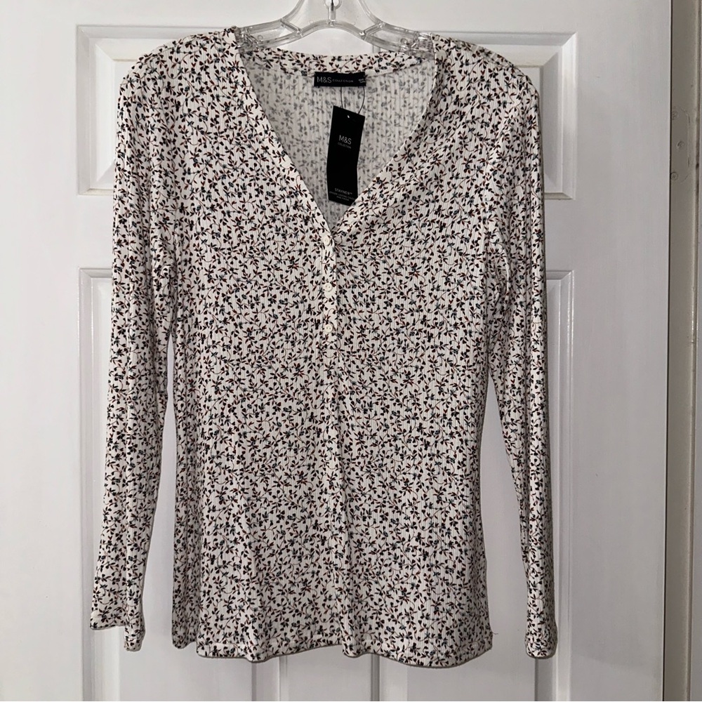 M & S Collection - Long Sleeve Ribbed Top